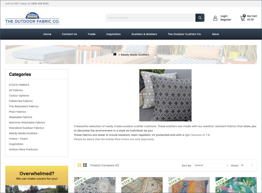 Need outdoor fabric ideas? Then check out our store's scatter cushions section.